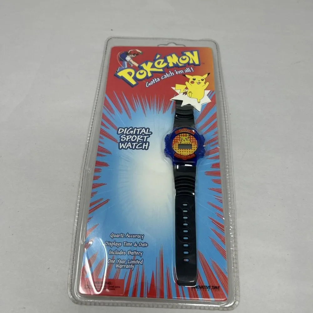 Vintage 1999 Nintendo Pokemon Digital Sport Watch Pikachu New